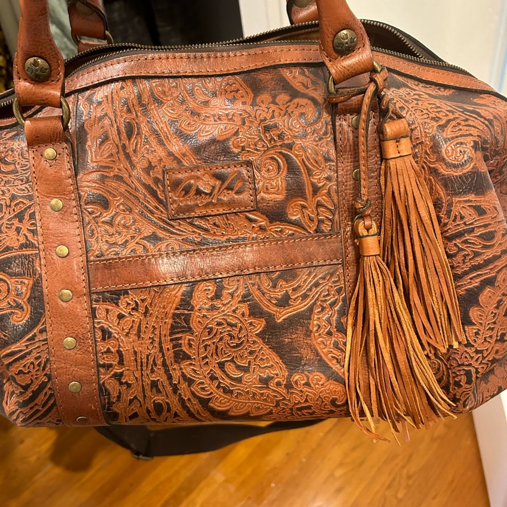 Brown Embossed Leather Bag